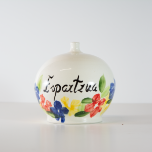 Espartzua- recipiente de cerámica para el estropajo diseño de flores